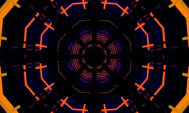 Neon Tunnel Octagon Grid VJ Loop 60fps 5:3 Wide Screensaver