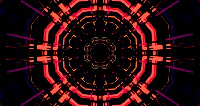 Neon Tunnel Red Orange Screensaver 4K UHD 60fps VJ Loop