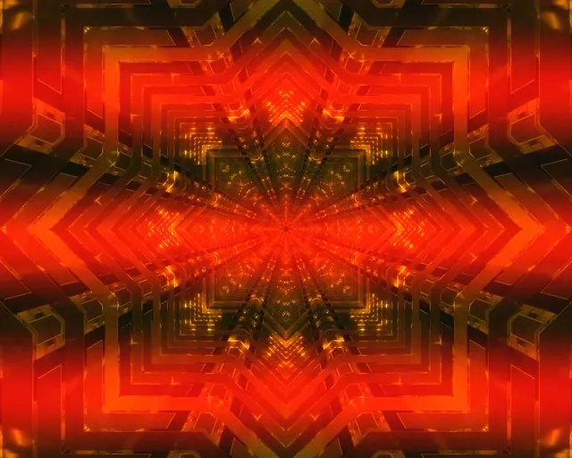 Neonový tunel červená hvězda kaleidoskop 5:4 průmyslový 60fps spořič obrazovky Vj Loop