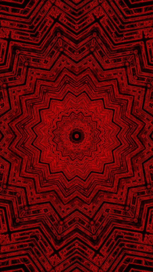 Neon Tunel Červená Hvězda Mandala VJLoops 9:16 Reels 60fps Spořič obrazovky