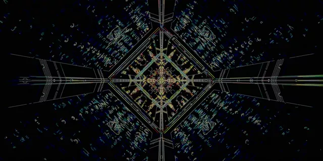Terowongan Neon Screensaver 2:1 Univisium 60fps VJ Loop Kaleidoskop Gelap PC