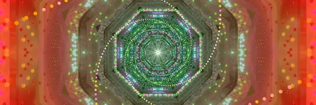 Neon Tunelis Ekrano Užsklanda 3:1 Triple Wide 60fps VJ Loop Žalias Aštuonkampis