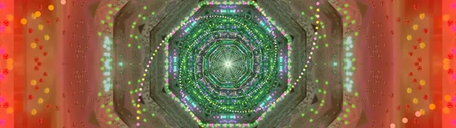 Tunel Neon Screensaver 32:9 Super Ultrawide 60fps VJ Loop Verde Bokeh Octogon