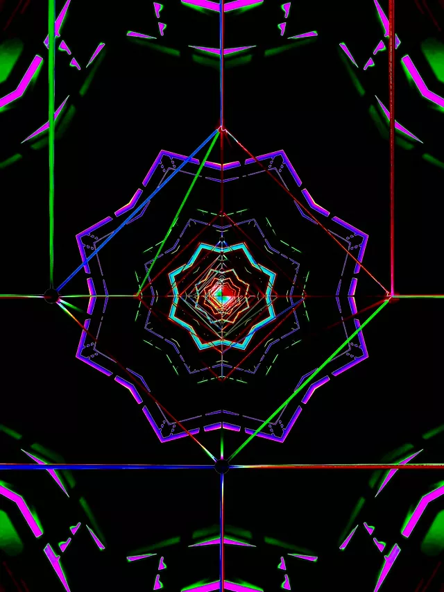 Neon tunnel screensaver 3:4 ipad portrait 60fps purple green kaleidoscope Vj loop windows 11