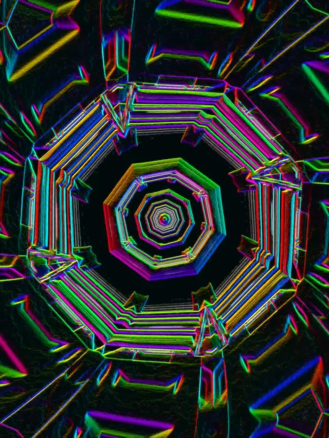 Neon Tunnel Screensaver 3:4 iPad Portrait 60fps VJ Loop Octagon Vortex