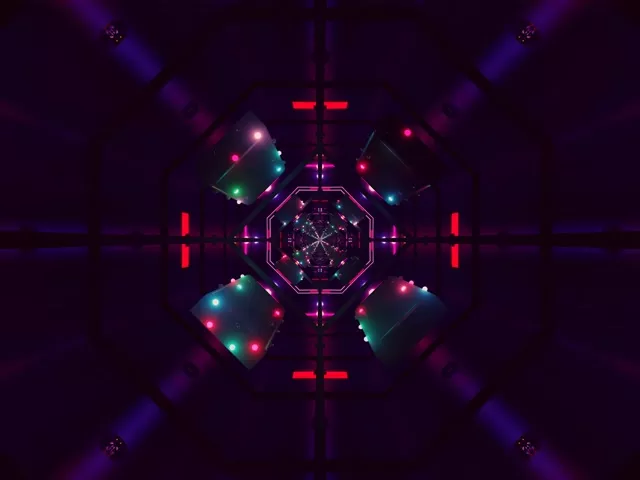 ნეონის გვირაბი დაფქვის ეკრანი 4:3 Classic 60fps იისფერი წითალი VJ Loop PC