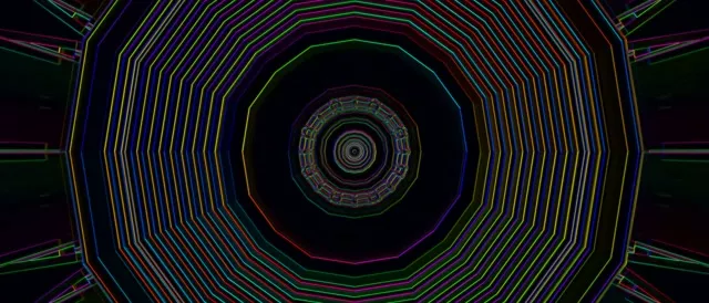 Neon Tunnel Concentric Vortex VJ Loop 21:9 Ultrawide 60fps Screensaver