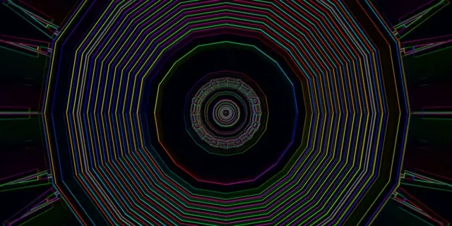 Đường hầm Neon Vortex Bát Giác Loop 2:1 Univisium 60fps VJLoops Animation Screensaver