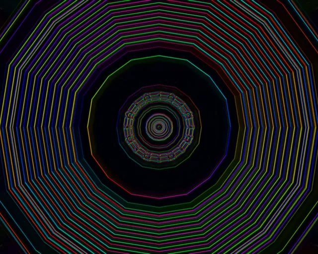 Túnel de Neon VJ Loop 5:4 Industrial 60fps Protetor de Tela Vórtice Octógono em Espiral