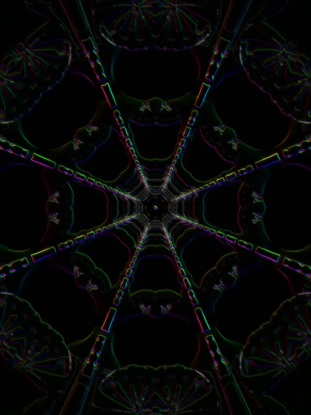Neon Tunnel Kaleidoscope Vortex | 3:4 iPad Portrait | 60fps Screensaver Loop