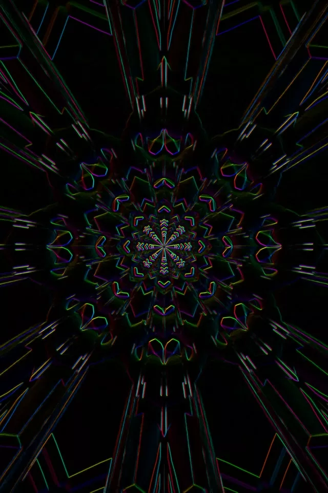 Neon Tunnel Fractal Kaleidoscope VJ Loop 60fps 2:3 Screensaver