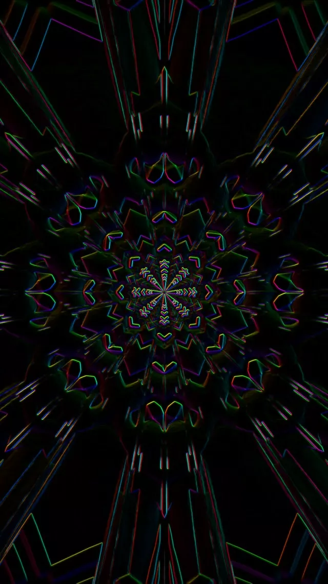 Neon Tunnel Kaleidoscope Vortex 9:16 Reels 60fps Screensaver