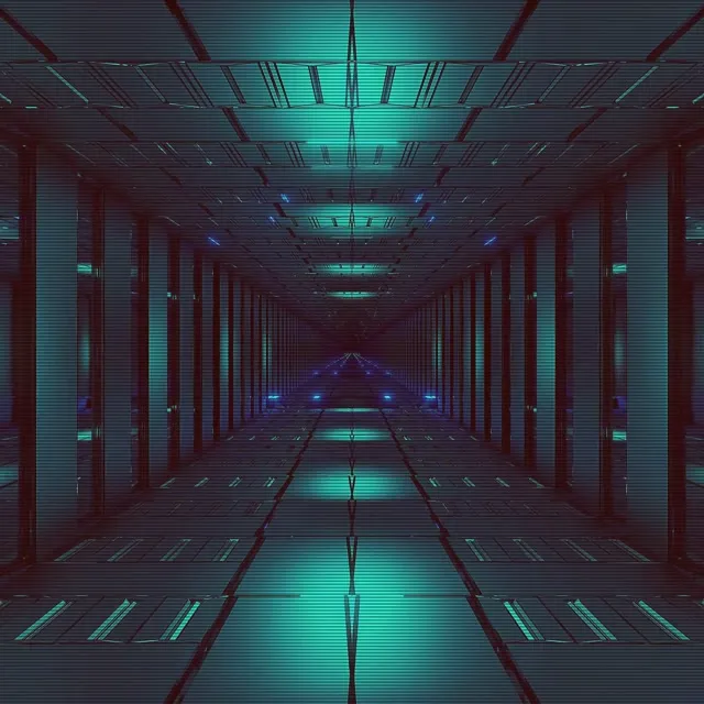 VJ Loop تونل نئون شبکه آبی سبز 1:1 Square 60fps محافظ صفحه