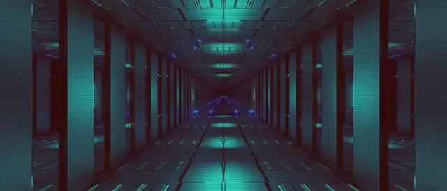 Neon Tunnel Blue Green Grid VJ Loop 21:9 Ultrawide 60fps Screensaver