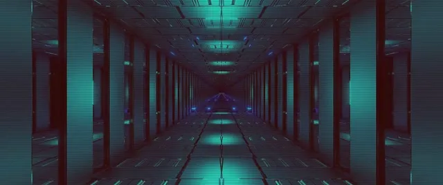 Neonowy Tunel Niebieska Cyjanowa Siatka VJ Loop 60fps 2.39:1 Cinemascope Wygaszacz