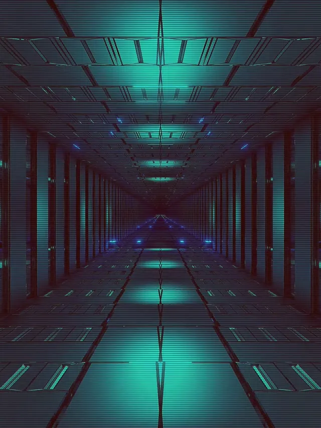Túnel de Neón VJLoops 60fps Azul Verde Cuadrícula Salvapantallas 3:4 iPad Vertical