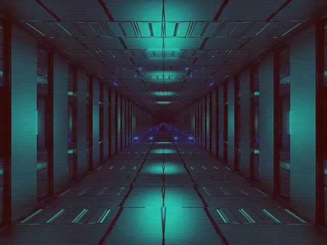 VJLoop Neon-Tunnel Blau-Grün Grid 4:3 classic 60fps Bildschirmschoner