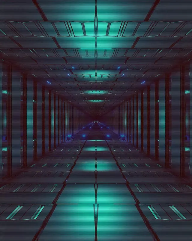 Neonowy Tunel VJ Loop | Cyjanowo Niebieska Siatka 4:5 Instagram 60fps Wygaszacz