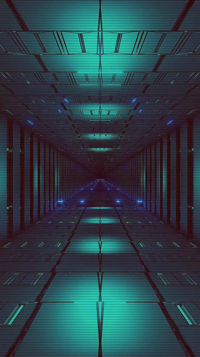 Neon Tunnel Cyan Grid Vj Loop 9:16 Reels 60fps Screensaver
