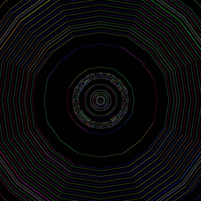 Neon Tunnel Rainbow Decagon Spiral Screensaver Vj Loop 1:1 Square 60fps