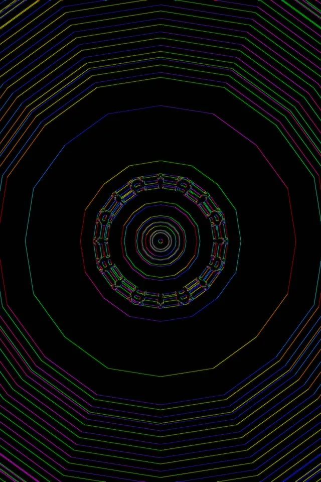 Neonski Tunel Mavričen Desetkotnik Spirala VJ Loop 2:3 Foto Pokončno 60fps Ohranjevalnik Zaslona