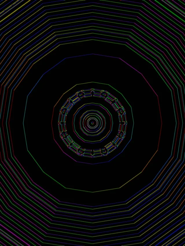 Neon Tunnel Rainbow Decagon Vortex 3:4 iPad Portrait 60fps Screensaver VJ Loop