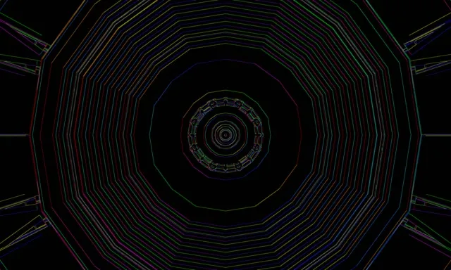 Túnel Neon Decágono Multicolorido Vórtice Protetor de Tela 60fps 5:3 Wide VJLoops