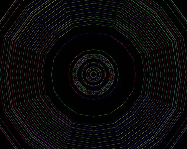 Neon Tunel Dužičasti Dekagon Vrtlog Čuvar Ekrana 60fps 5:4 industrijski Vj Loop