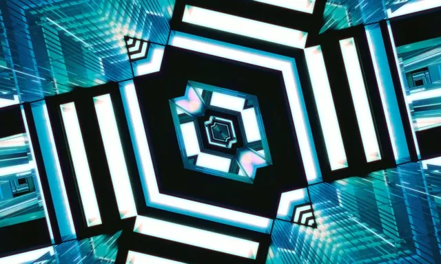 Neon Tunnel Spiral Hex Vortex VJ Loop 5:3 Wide 60fps Screensaver