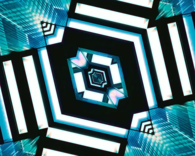 Neon Tunnel Spiral Diamond Vj Loop 5:4 Industrial 60fps Screensaver