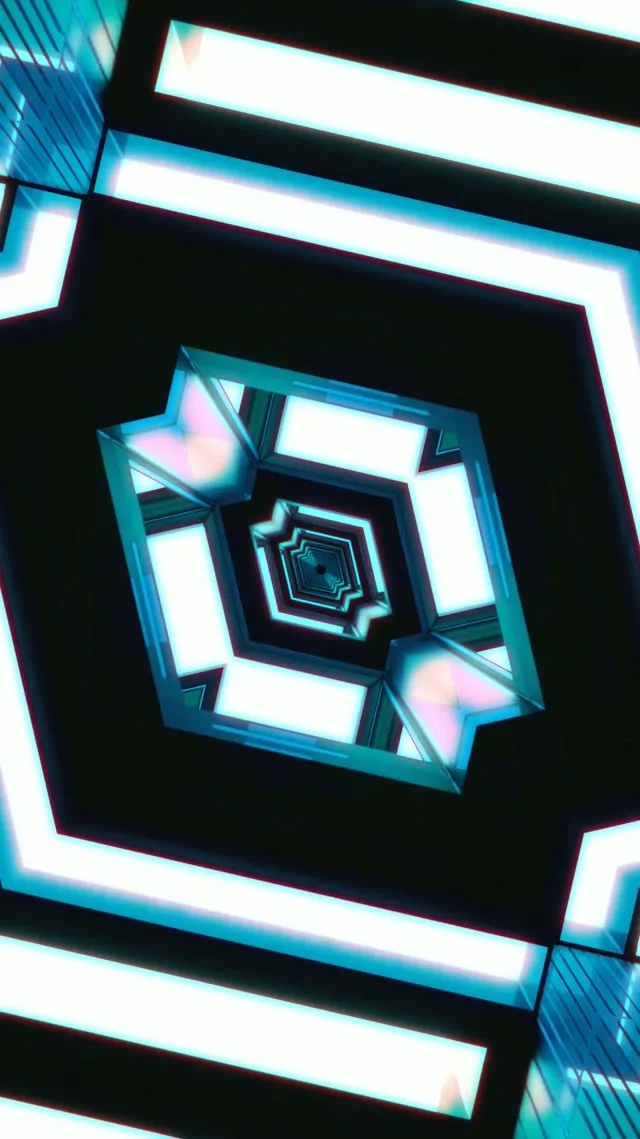 Neon Tunnel Recursive Diamond Vortex VJ Loop 9:16 Reels 60fps Screensaver