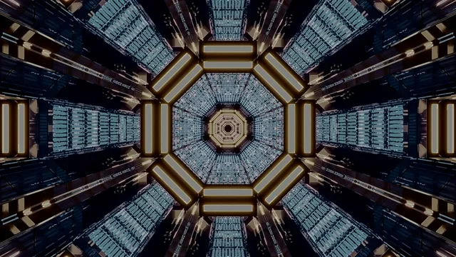 Neon Tunnel Näytönsäästäjä 4K UHD 60fps Kultainen Kahdeksankulmio VJ Loop PC