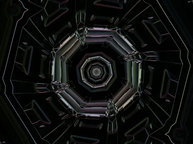 4:3 Classic 60fps Neon Tunnel Screensaver VJ Loop Hexagon Vortex