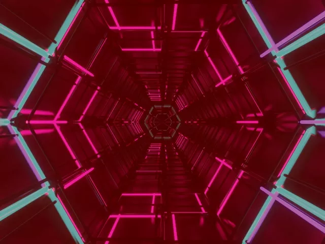 Neon Tünel Altıgen Izgara VJ Loop 4:3 Klasik 60fps Ekran Koruyucu Pembe Yeşil