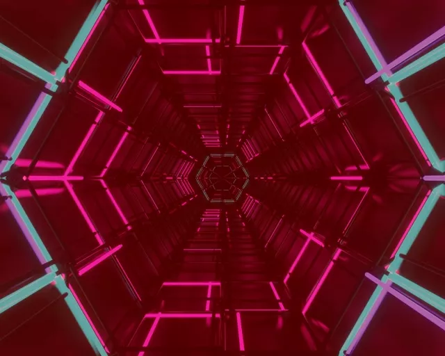 Neon Tunel Heksagon Mreža 5:4 industrijski 60fps Čuvar Ekrana Vj Loop