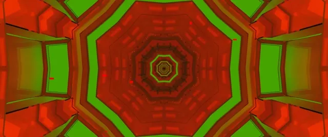 Red Green Neon Tunnel Octagon Vortex 2.39:1 Cinemascope 60fps VJ Loop Screensaver