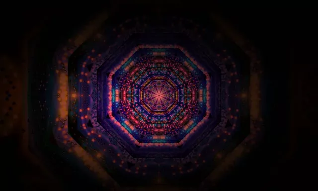 Neon Tunnel VJ Loop 5:3 Wide 60fps Screensaver Spiraling Octagon Vortex