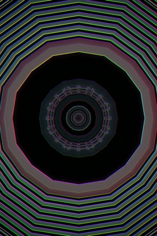 Neon tunnel გრუნელი octagon vortex 2:3 portrait 60fps screensaver VJ loop