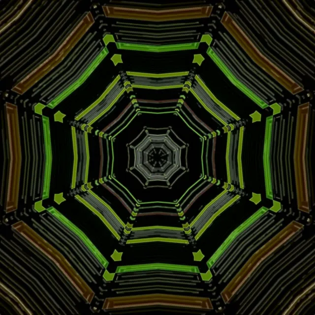 VJLoops อุโมงค์นีออน Spiraling Octagon Vortex | 1:1 Square 60fps Screensaver