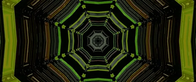 Loop Vorteks Oktagonal Neon Tunnel 2.39:1 Cinemascope 60fps VJ Screensaver