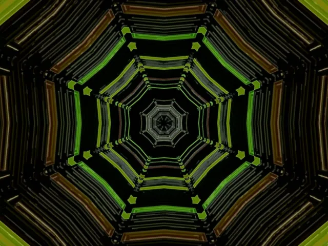 Neon Tunnel Octagonal Vortex Loop 4:3 Classic 60fps Screensaver VJLoops