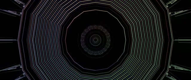 Terowongan Neon Putaran Vorteks Segi Delapan 2.39:1 Cinemascope 60fps Screensaver