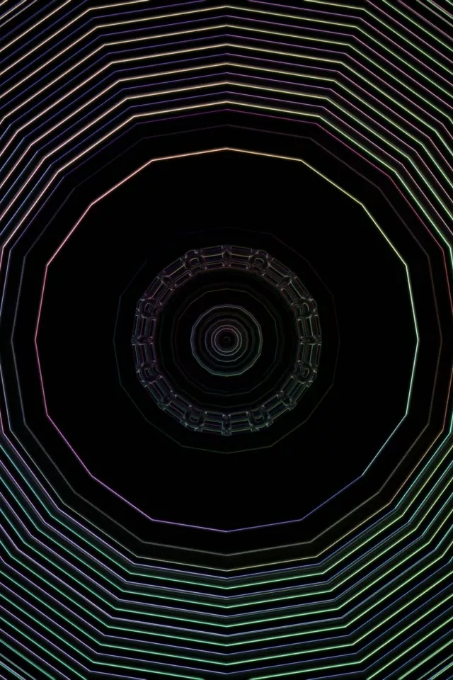 Neon Tunnel Octagonal Vortex 2:3 Portrait 60fps VJ Loop Screensaver
