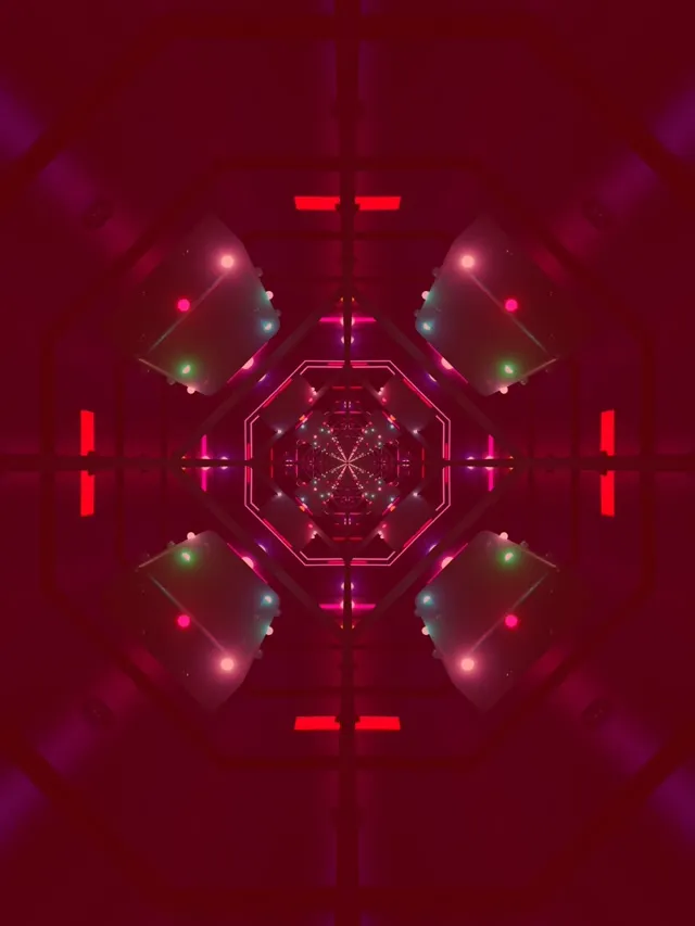 Neon Tunel Oktagon Vorteks VJ Loop 3:4 iPad Portrait 60fps Čuvar Ekrana