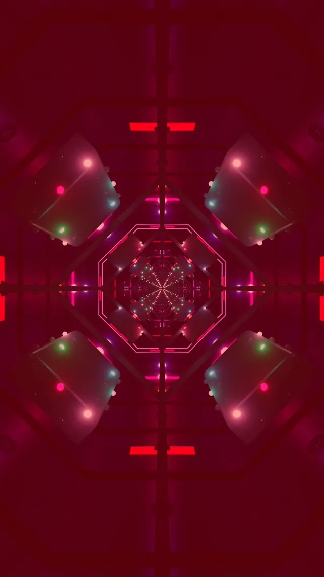 네온 터널 팔각형 소용돌이 VJ Loop 9:16 Reels 60fps 화면보호기