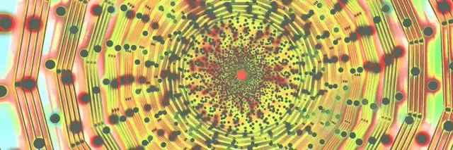 Đường Hầm Neon Dot Mandala Vortex VJ Loop 3:1 Triple Wide 60fps Screensaver