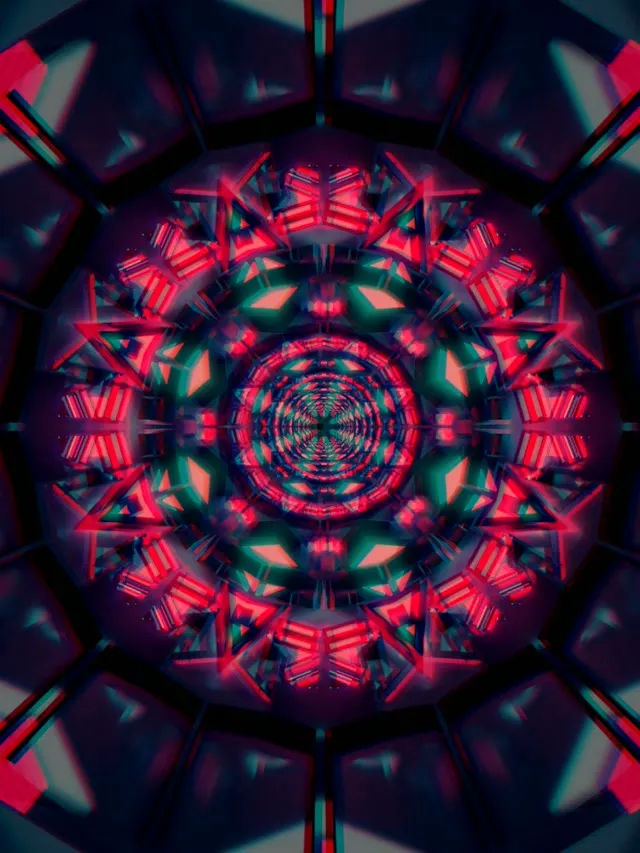 Tunnel Neon Caleidoscopio VjLoops 3:4 iPad Portrait 60fps Screensaver