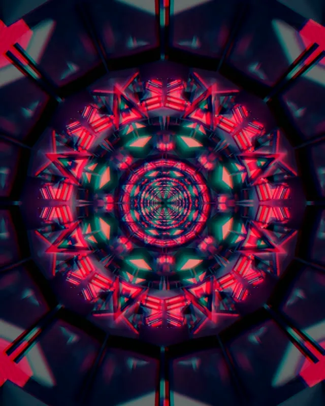 Neon Tunnel Kaleidoskop Stjerne VjLoops 4:5 Instagram 60fps Pauseskærm