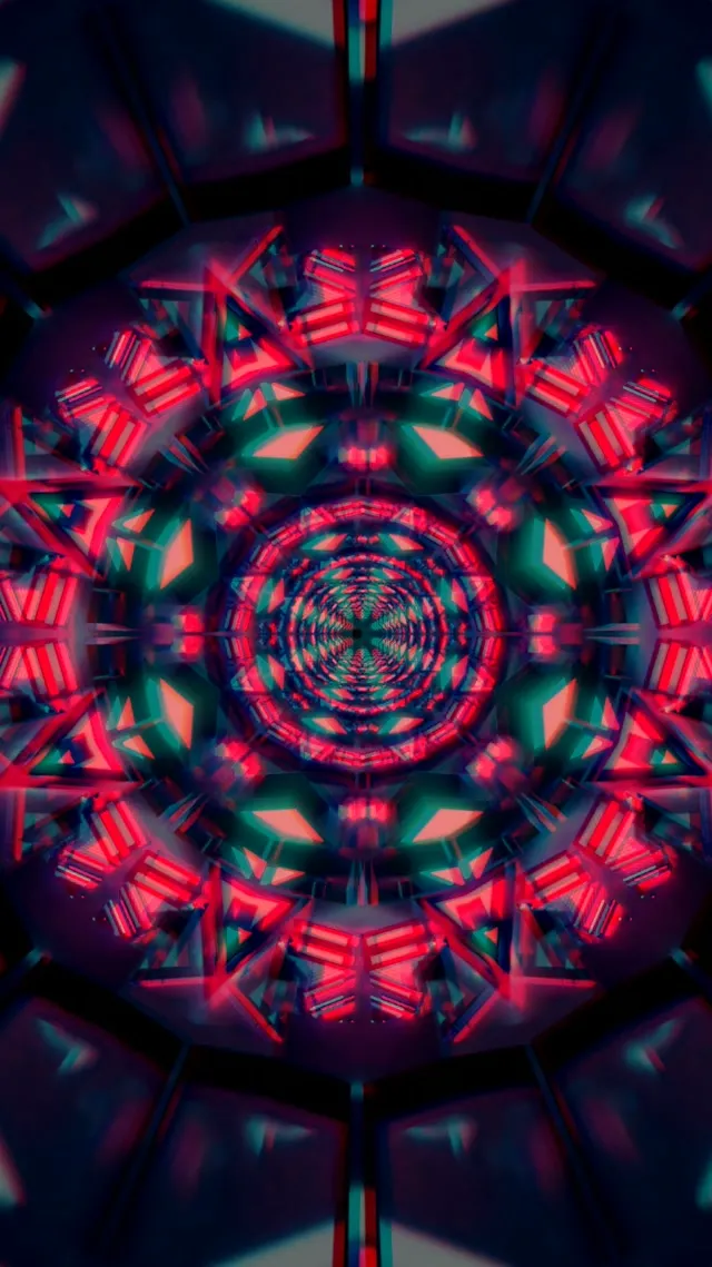 Neon Tunnel Kaleidoscope Vj Loop 9:16 Reels 60fps Screensaver