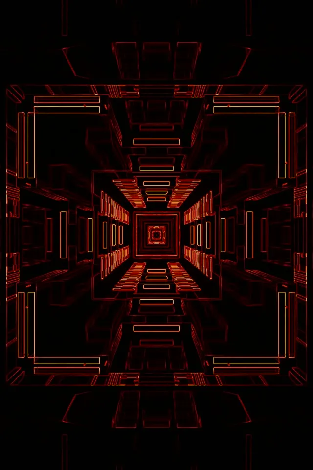 Red Neon Tunnel Infinite Vortex 9:16 60fps VJ Loop Screensaver